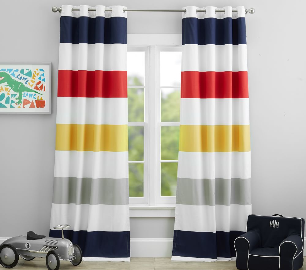 Logan Rainbow Stripe Blackout Curtain Panel